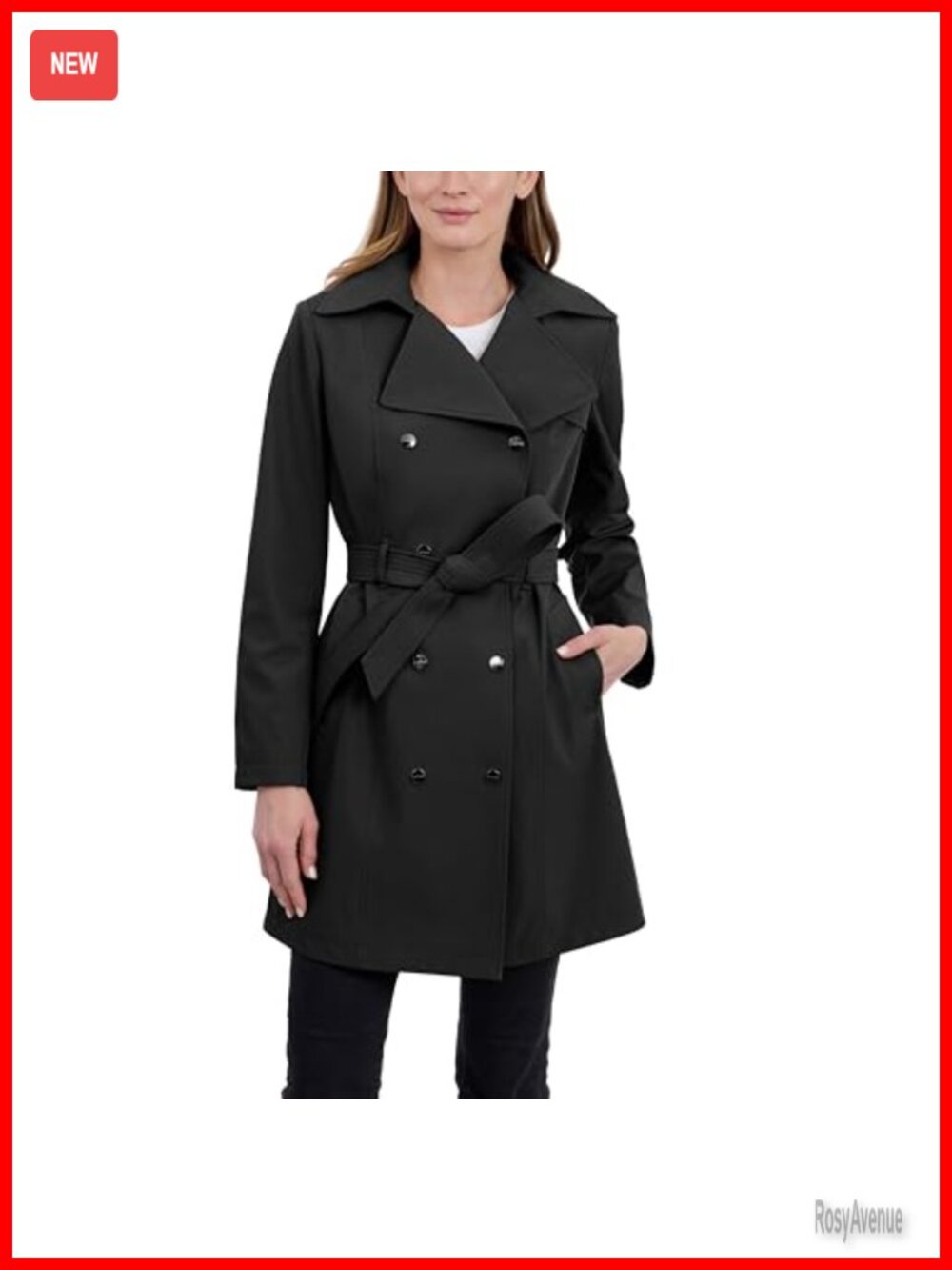 Calvin Klein Double Breasted Trench Coat Detachable Hood Belt